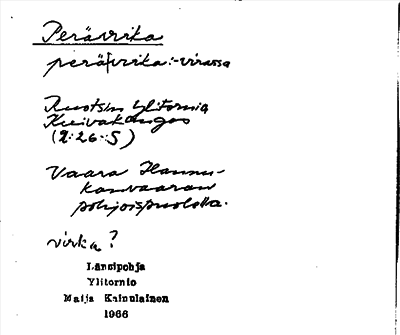 Bild på arkivkortet för arkivposten Perävuika