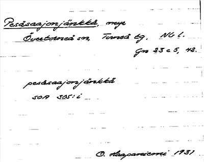 Bild på arkivkortet för arkivposten Pesäsaajonjänkkä