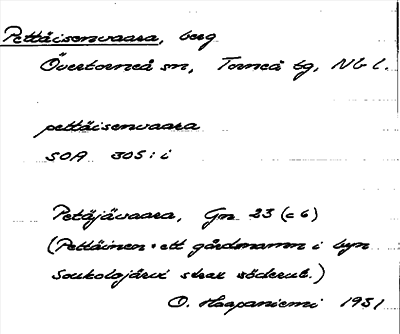 Bild på arkivkortet för arkivposten Pettäisenvaara
