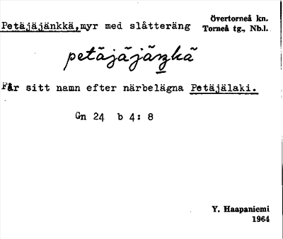 Bild på arkivkortet för arkivposten Petäjäjänkkä