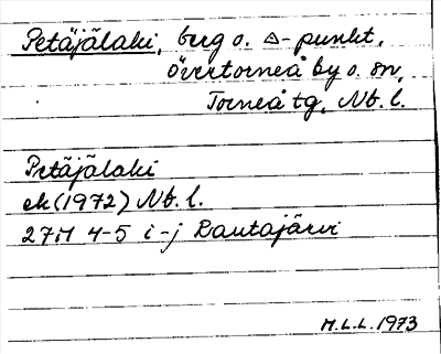 Bild på arkivkortet för arkivposten Petäjälaki