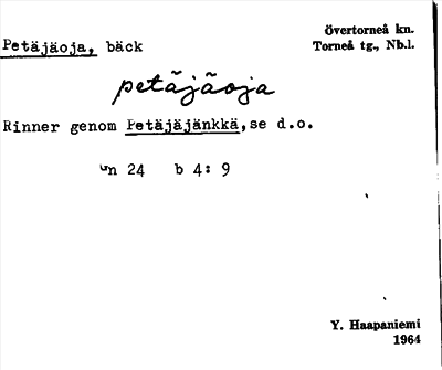 Bild på arkivkortet för arkivposten Petäjäoja