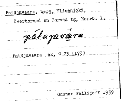 Bild på arkivkortet för arkivposten Petäjävaara