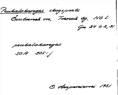 Bild på arkivkortet för arkivposten Peukalokangas