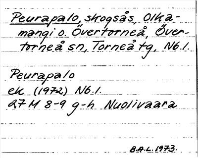 Bild på arkivkortet för arkivposten Peurapalo