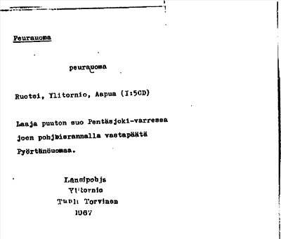 Bild på arkivkortet för arkivposten Peurauoma