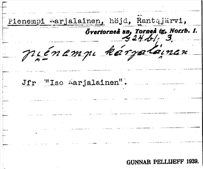 Bild på arkivkortet för arkivposten Pienempi Karjalainen