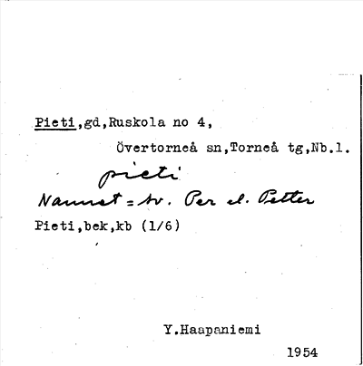 Bild på arkivkortet för arkivposten Pieti
