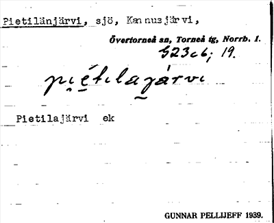 Bild på arkivkortet för arkivposten Pietilänjärvi