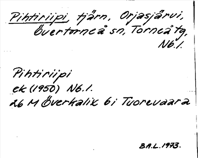 Bild på arkivkortet för arkivposten Pihtiriipi