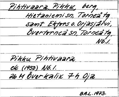 Bild på arkivkortet för arkivposten Pihtivaara, Pikku