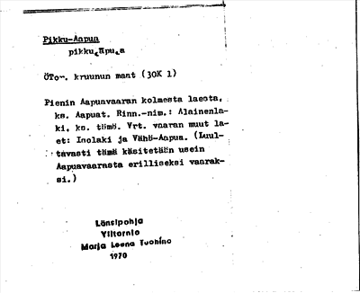 Bild på arkivkortet för arkivposten Pikku-Aapua