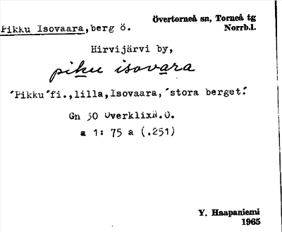 Bild på arkivkortet för arkivposten Pikku Isovaara