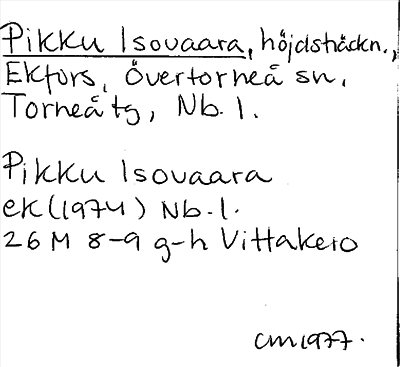 Bild på arkivkortet för arkivposten Pikku Isovaara