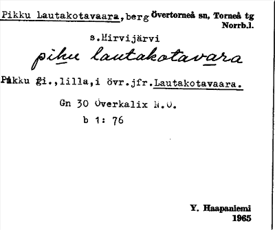 Bild på arkivkortet för arkivposten Pikku Lautakotavaara