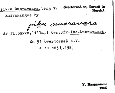 Bild på arkivkortet för arkivposten Pikku Nuoravaara