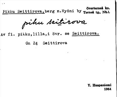 Bild på arkivkortet för arkivposten Pikku Seittirova