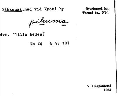 Bild på arkivkortet för arkivposten Pikkumaa