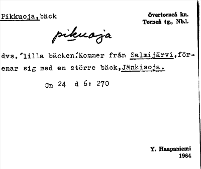 Bild på arkivkortet för arkivposten Pikkuoja