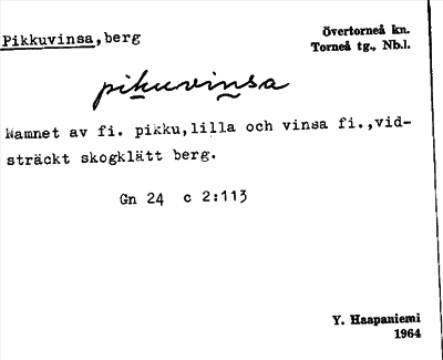 Bild på arkivkortet för arkivposten Pikkuvinsa