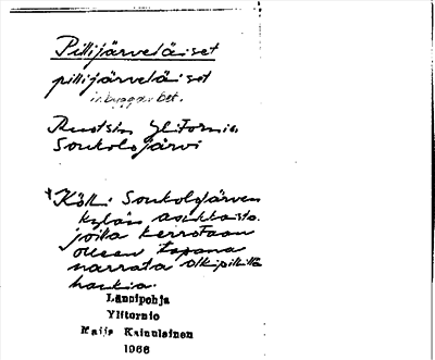 Bild på arkivkortet för arkivposten Pillijärveläiset