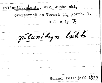 Bild på arkivkortet för arkivposten Pilluniitynlahti