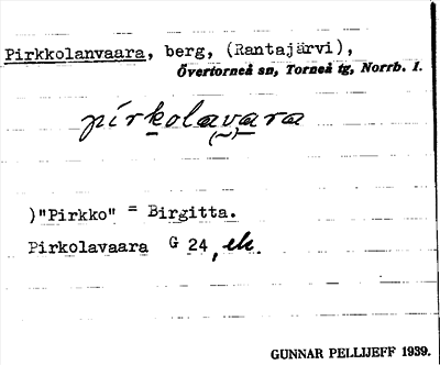 Bild på arkivkortet för arkivposten Pirkkolanvaara