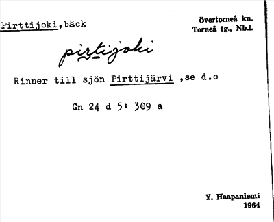 Bild på arkivkortet för arkivposten Pirttijoki