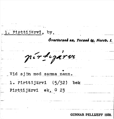 Bild på arkivkortet för arkivposten Pirttijärvi