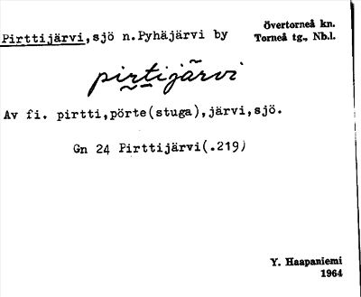 Bild på arkivkortet för arkivposten Pirttijärvi