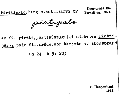 Bild på arkivkortet för arkivposten Pirttipalo