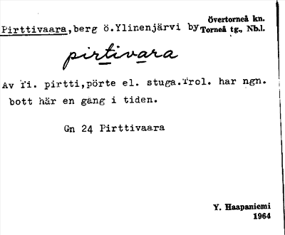 Bild på arkivkortet för arkivposten Pirttivaara