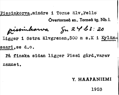 Bild på arkivkortet för arkivposten Pissinkorva