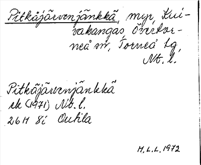 Bild på arkivkortet för arkivposten Pitkäjärvenjänkkä