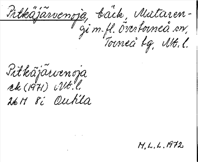 Bild på arkivkortet för arkivposten Pitkäjärvenoja