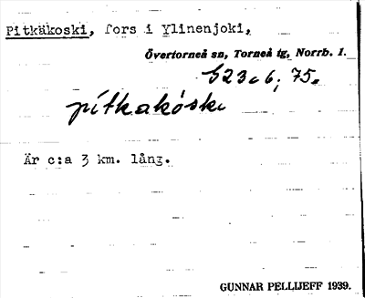 Bild på arkivkortet för arkivposten Pitkäkoski