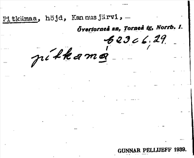 Bild på arkivkortet för arkivposten Pitkämaa