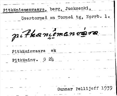 Bild på arkivkortet för arkivposten Pitkäniemenvaara