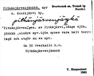 Bild på arkivkortet för arkivposten Pitkänjärvenjänkkä