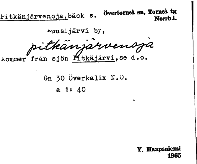 Bild på arkivkortet för arkivposten Pitkänjärvenoja