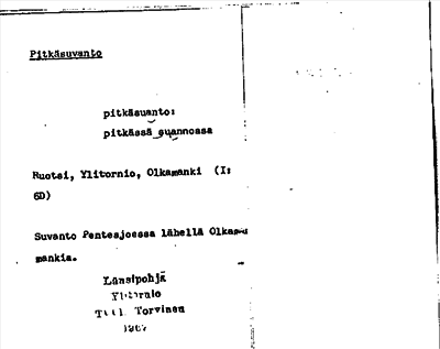 Bild på arkivkortet för arkivposten Pitkäsuvanto