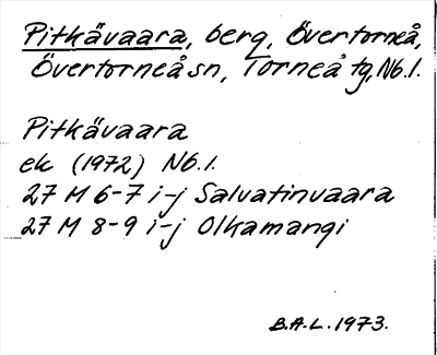 Bild på arkivkortet för arkivposten Pitkävaara