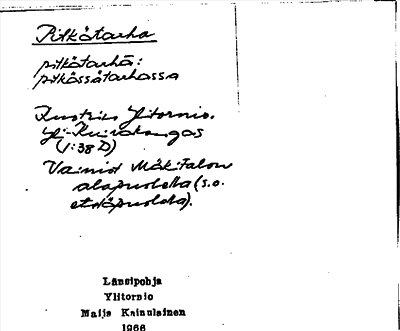 Bild på arkivkortet för arkivposten Pitkötarha