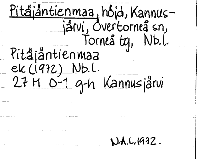 Bild på arkivkortet för arkivposten Pitäjäntienmaa