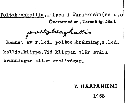 Bild på arkivkortet för arkivposten Poltoksenkallio