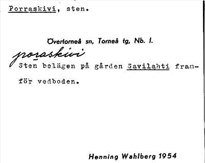 Bild på arkivkortet för arkivposten Porraskivi