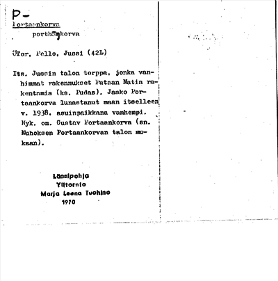 Bild på arkivkortet för arkivposten Portaankorva