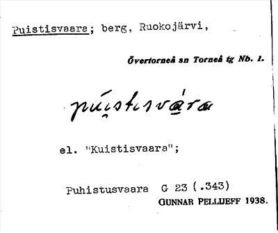 Bild på arkivkortet för arkivposten Puistisvaara