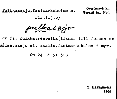 Bild på arkivkortet för arkivposten Pulkkasaajo