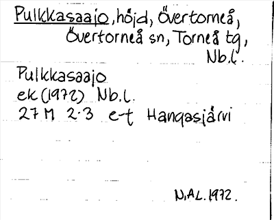 Bild på arkivkortet för arkivposten Pulkkasaajo